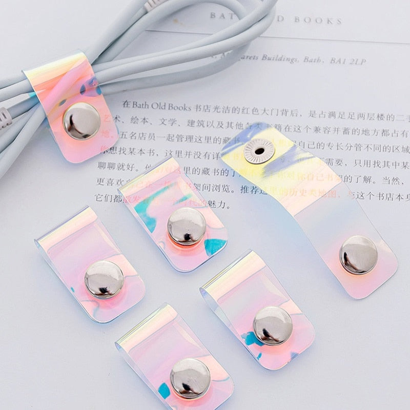 10 Pcs/lot Travel accessories Laser transparent Cable Winder Earphone Protector USB Phone Holder Accessory Packe Organizers H139