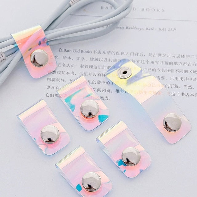 10 Pcs/lot Travel accessories Laser transparent Cable Winder Earphone Protector USB Phone Holder Accessory Packe Organizers H139