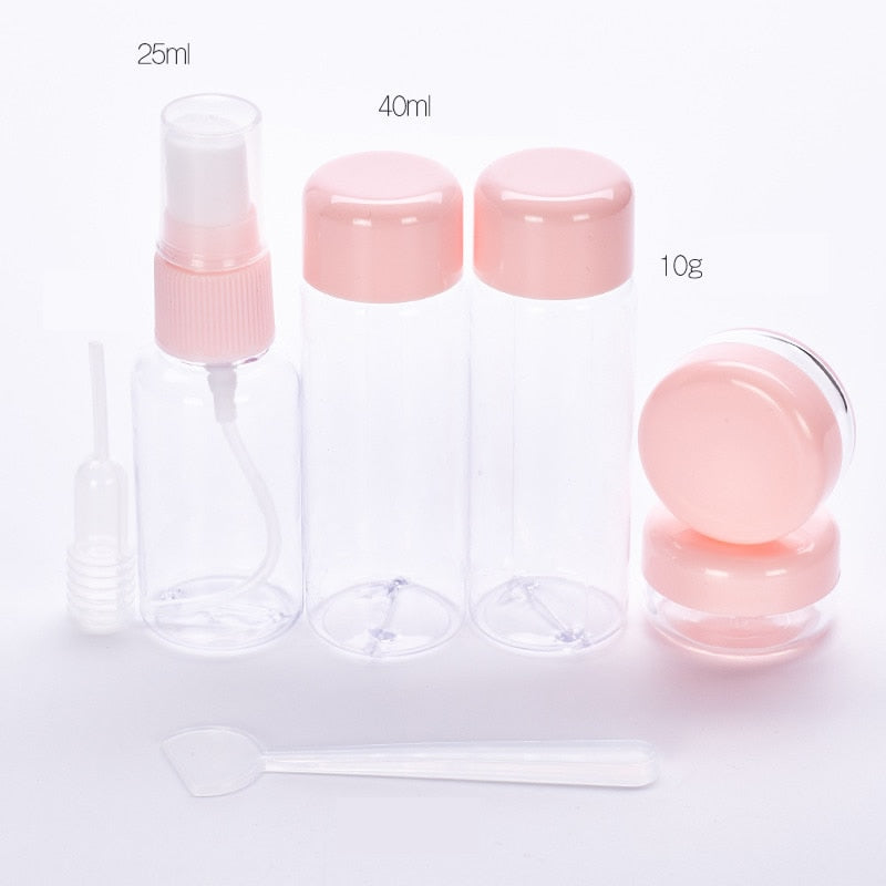 7pcs/Set Mini Makeup Cosmetic Face Cream Pot Bottles Plastic Transparent Empty Make Up Container Bottle Travel Kit Accessories