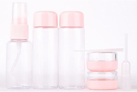 7pcs/Set Mini Makeup Cosmetic Face Cream Pot Bottles Plastic Transparent Empty Make Up Container Bottle Travel Kit Accessories