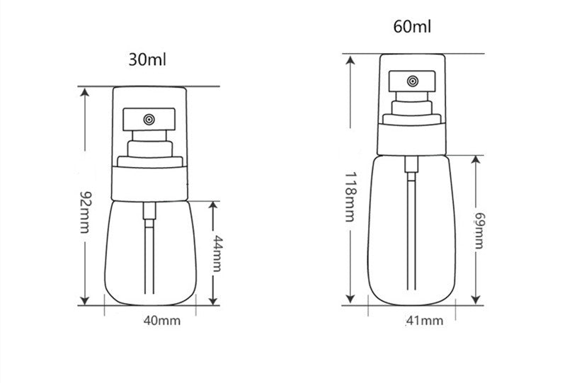 1 PCS 30ml 60ml 3 Color Travel Transparent Bottle & Sprayer